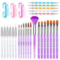 AROIC 28 Pcs Acrylic Nail Brush Set Including 7 Pcs UV Gel Nail Art Brushes, 6 Pcs 3D Nail Extension Brush, 5Pcs Double Ended Dotting Nail Pen For Nail Art DIY With White Box, colorful