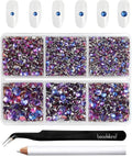 Beadsland 4300pcs Flatback Rhinestones,Purple Rhinestone Nail Gems Round Crystal Rhinestones for Crafts,Mixed 6 Sizes with Picking Tweezers and Wax Pencil Kit, SS6-SS20,Purple Velvet