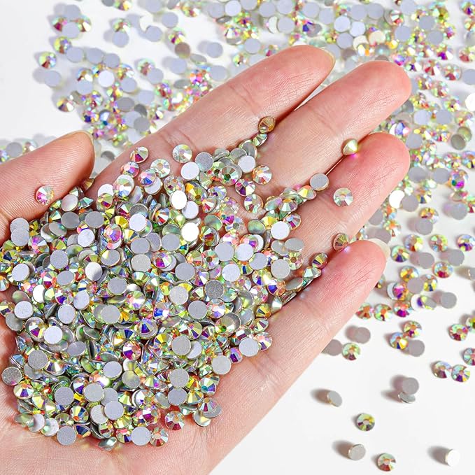 Beadsland Flatback Rhinestones Bulk,14400pcs White AB Rhinestones for Nails Crafts Clothes DIY Decoration, Crystal AB, SS8,2.3-2.5mm