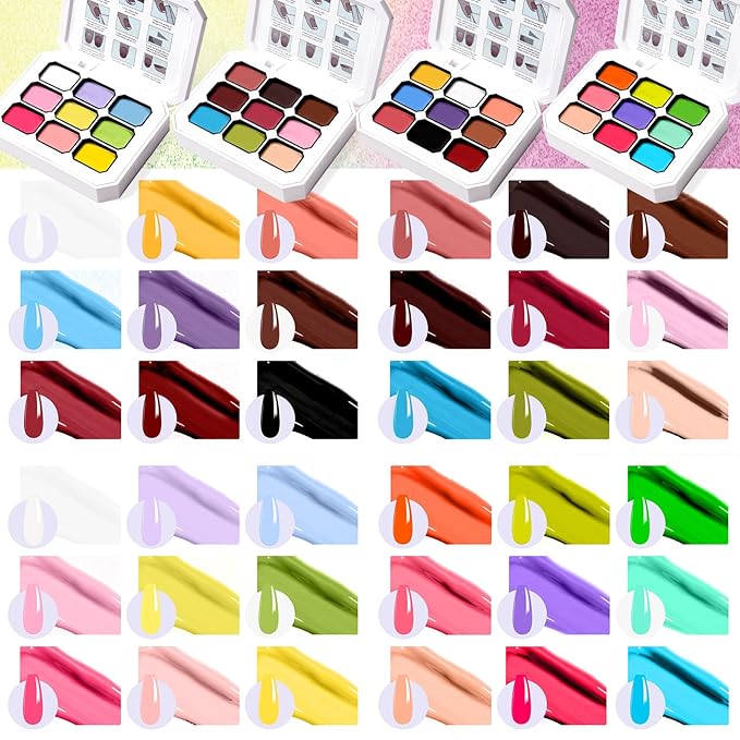Gradient Painting Gel Set, 4*Plates Ombre Gel Nail Polish Pigment Pat Nails,Long-lasting Silky Texture Highly Saturated French Manicure Soak of UV/Led Home Salon DIY Nail Art JOMK