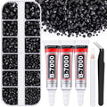 6000Pcs Resin Rhinestones for Bedazzling with 3Pcs B7000 Jewelry Glue, 1 Box Black Flatback Rhinestones for Crafting Crafts DIY, Crystals Gems for Clothing Shoes Tumblers Nail Art Makeup