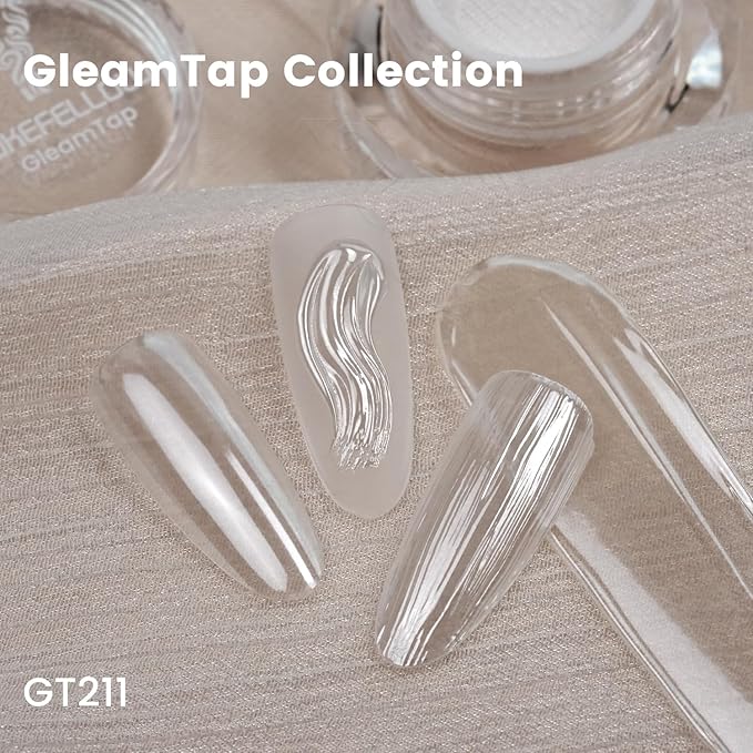 YOKEFELLOW GleamTap Cushion Magic White Chrome Nail Powder,Glazed Donut,Pearlescent Nail Chrome Powder,Nail Art Decoration for Home DIY Salon Manicure (GT211 Magic White ）