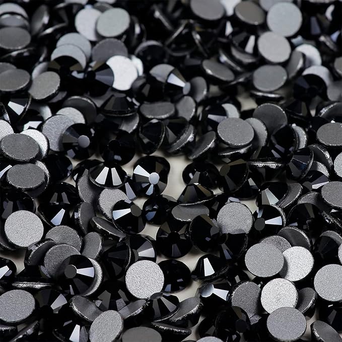 Genie Crystal ss20 1440 Pcs Jet Hematite Flatback Rhinestones,5mm Bling Black Glass Rhinestones Glue Fix Stone for Tumbler, Shoes,Clothes,Makeup,Nail Art,DIY Crafts