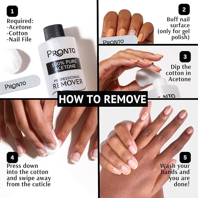 Pronto SOS Nail Rehab Kit | Nail Repair Treatment + 8oz Pure Acetone Polish Remover, Post-Gel Recovery Set for Damaged, Weak & Brittle Nails
