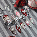 Leopard Print Press on Nails Heart Fake Nails with Rhinestone Design Medium Almond False Nail Butterfly Glue on Nails Pure Handcrafted Nail Art Glitter Stick on Nail for Women Premium Manicure (M)