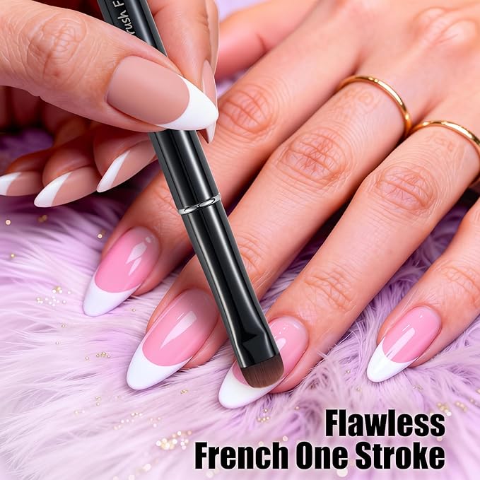 Nail Brush for French Tips & Cleaning Gel Polish- Precision Thin Brush for Acrylic, Polygel - Professional Kolinsky Sable Nail Art Brush (Black, F16)