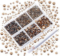 AD Beads 4300 Pieces Flat Back Nail Art Rhinestones Round Beads 6 Sizes (2-6.5mm) with Storage Organizer Box,Rhinestones Picking Pen for Nail Art Phone Decorations Crafts DIY (Smoked Topaz)