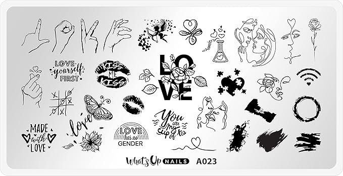 Whats Up Nails - A023 When in Love Stamping Plate for Nail Art Design