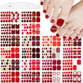 JERCLITY 440 Pieces 20 Sheets Red Solid Color Toenail Full Wraps Toe Nail Polish Strips Self-Adhesive Full Nail Stickers Red Nail Art Decals Strips with Nail File for Women Girls Kids Nail Art