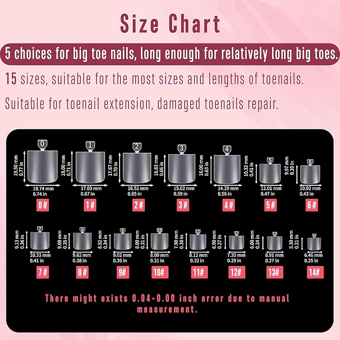 NOVO OVO Sharp Square Toe Nail Tips Press on Full cover, Soft Gel False Toenail Extension Kit, Clear Double Matte Long/Medium Wide Fake Toenails for Salon DIY Acrylic Pedicure x 15 Sizes 360 Pcs