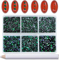 Bymitel Hotfix Crystal Rhinestones Round Gems for Crafts,Mixed 6 Sizes with Wax Pencil Kit, Emerald 1.3-3.2mm(SS3-SS12/8000pcs)