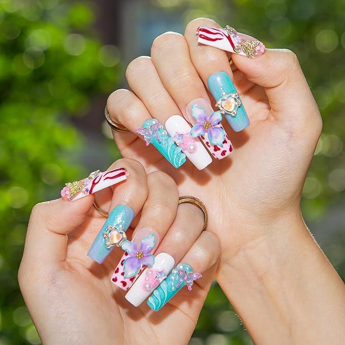 LOVFUL Short Press on Nails Wild Crush | Handmade Acrylic Press ons | Reusable Fake False Nails | Square Classic Regular 1.3in | H611-M