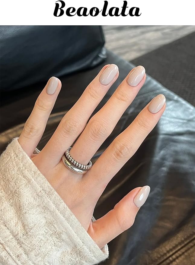 Semi Cured Gel Nail Strips - UV Light Gel Nail Stickers - 20 Long Lasting Salon Quality Wraps (Almond Cream Nude)
