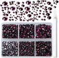 Bymitel 5000 Pieces 6 Mixed Sizes Glue Fix on Glass Rhinestones Round Crystal Gems Flatback for DIY Jewelry Making with one Picking Pen(6-Sizes 5000PCS, Amethyst)