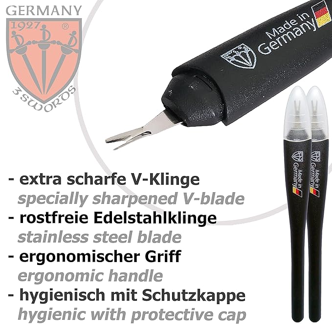 3 Swords Germany - Brand Quality Cuticle Knife Trimmer Remover Cutter (DELIVERY 2 Pieces) Manicure Pedicure Grooming for Professional Finger & Toe Nail Care by 3 Swords, Made in Solingen Germany