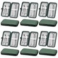 Geosar 12 Sets Manicure Set Nail Clippers Pedicure Kit 8 in 1 Grooming Stainless Steel Kits Nail Care Tools with Travel Case for Employee Coworker Teachers Nurse Gifts(Green)