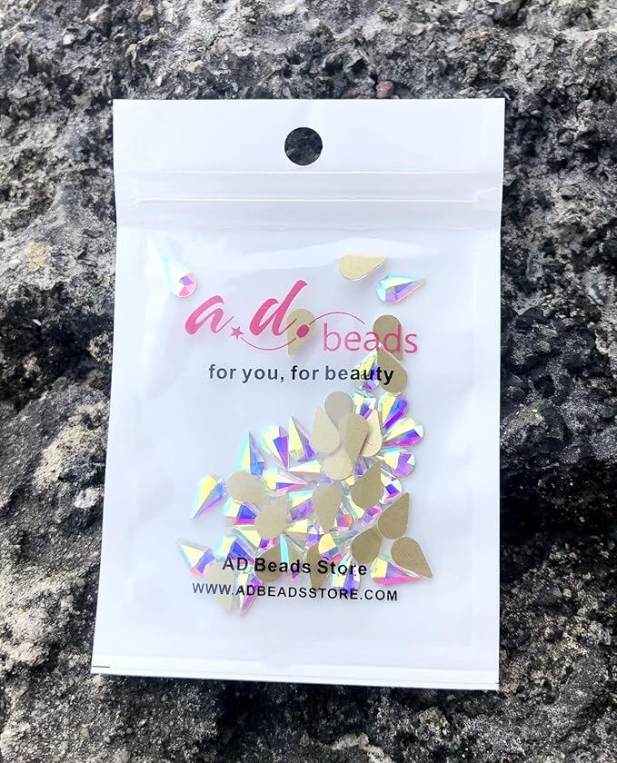 AD Beads Top Czech AB Crystal Flatback Rhinestone Nail Art Decoration Multi Shape (S03 Raindrop 4x6mm, 100 Pcs)