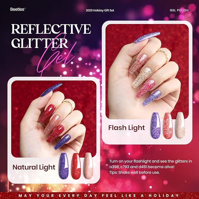 beetles Gel Polish Set 39Pcs Red Burgundy Blue Green Nude Pink Purple Gel Nail Polish with Base Top Coat for Manicure Lovers DIY at Home UV LED Needed Gift for Women Enchanted Jewelry