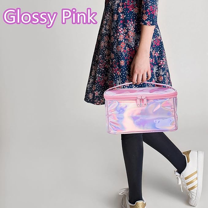 KISLANE Carrying Case Compatible with Cool Maker Nail Stamper, Waterproof Storage Case for GO GLAM Nail Stamper Refills, Kids Nail Stamper Accessories Organizer (Glossy Pink)
