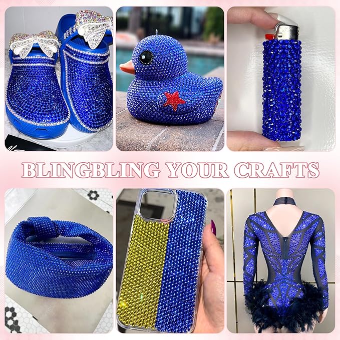 2500PCS SS10/2.8mm Crystal Rhinestones (Blue/Sapphire), Bedazzling Flatback Glass Rhinestones for Crafting, Gems Diomand Charm for Tumbler Shoes Clothing Mug Nail Art