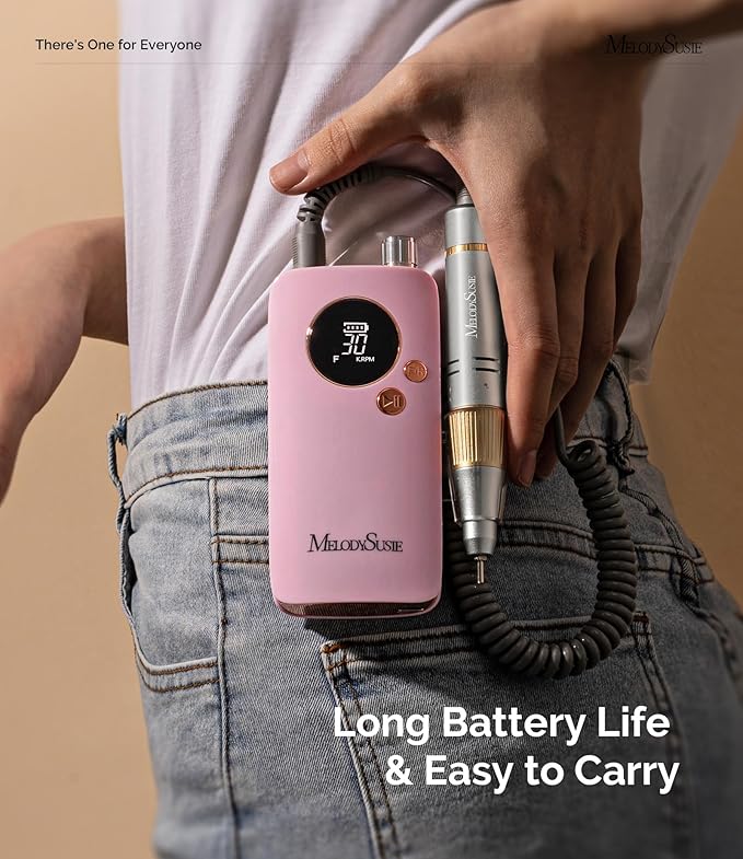 MelodySusie Entry-Level Clip-On Rechargeable Nail Drill, SC320F 30000RPM E-File with Pastel & Colorful Design for Manicure Shaping & Gel Removal, Ideal for Training, Nail Art Practice & Home Use.