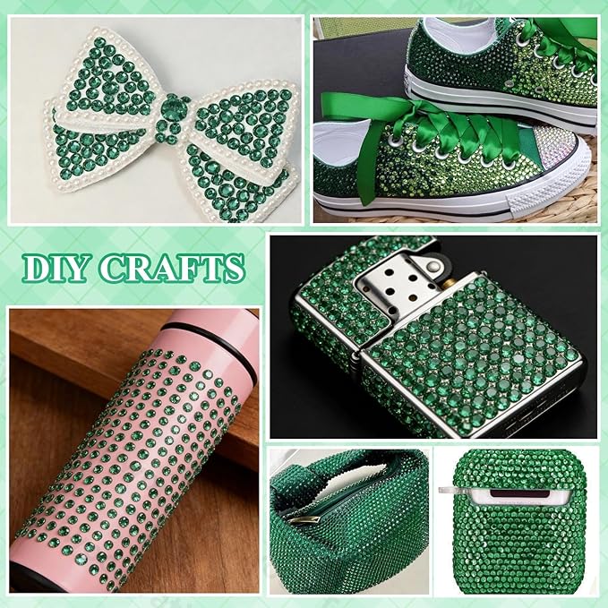 20000Pcs Emerald Green Flatback Jelly Resin Rhinestones for Bedazzling, Mix Sizes Green Crystal Rhinestones Gems Bedazzling for Crafting, Flatback Rhinestone for DIY Face Makeup Crafts Tumblers
