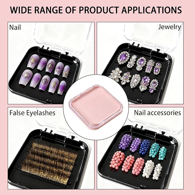 24Pcs Press on Nail Box Packaging, Nail Container for Press Ons Storage with 60Pcs Adhesive Double Sided Tape
