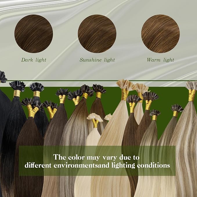 RUNATURE U Tip Hair Extensions Human Hair Brown U Tip Hair Extension 16 Inch Keratin Hair Extensions Real Human Hair Pre Bonded Hot Fusion Hair Extension Remy Hair Long Lasting No Shedding 50g 50s