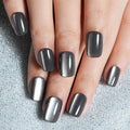 Cat Eye Press on Nails Short, Jofay Fashion Soft Gel Fake Nails, Gray Press on Nails, Reusable & Stylish Acrylic False Nails, Stick on Nails for Women Girls Gift, Glue on Nails Kit 32 Pcs