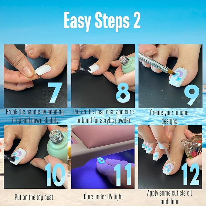 NOVO OVO 120 pcs Long Toe Nail Tips Press on, Curved Full Cover Longtoes Claw, White Double Matte Pre-filed Nail Extension for Pedicure Acrylic, Tapered Square Soft Gel Toenails x 12 Sizes