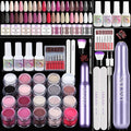 SAVILAND Dip Powder Nail Kit with Drill: 20 Winter Color Pink Nude Grey Dip Nails Powder Starter Kit with Essentials Liquid Set Dip Base Top Activator Brush Saver French Nail Art Women Christmas Gift