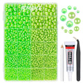 2 Styles Solid Green+ Light Green AB Flatback Pearls for Bedazzling Crafting 3mm-10mm Half Round Pearls Beads Gems Bedazzler Kit for Nails Face Eyes Makeup Tumblers Bottles Crafts Shoes﻿ Beauty