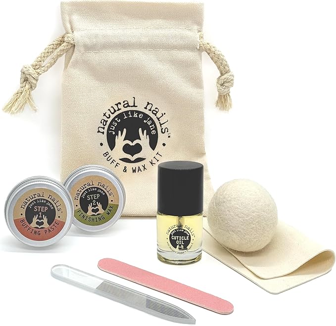 Just Like Jane™ Natural Nails Buff & Wax Kit - New Nano Glass File for Higher Shine!
