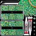 Resin Jelly Rhinestones for Crafting with B7000 Jewelry Glue, 2 Boxes Dark Green AB Flatback Crystals with 2Pcs 10ml Glue, Bedazzling Non Hotfix Gems for DIY Tumblers Clothing Shoes Manicure