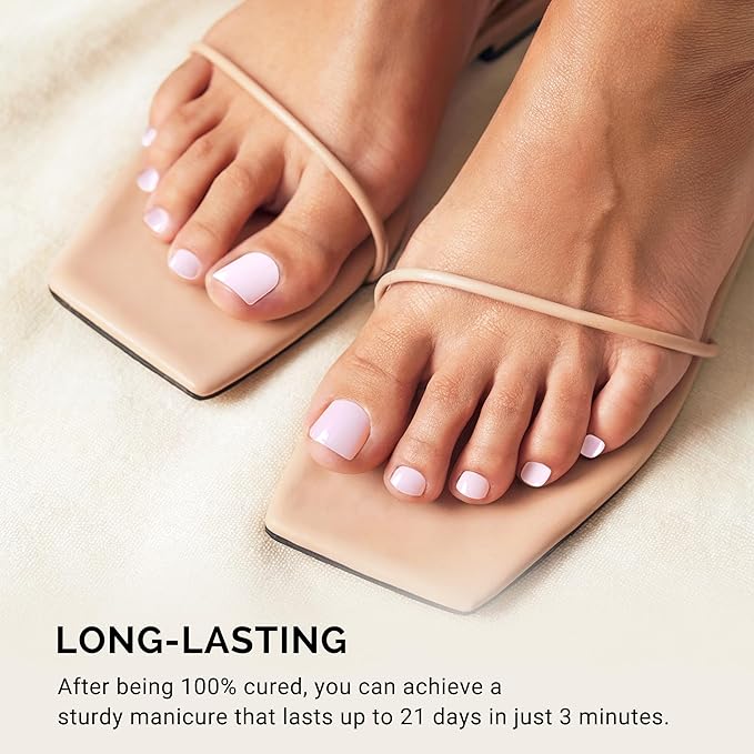 MelodySusie 32Pcs Semi Cured Gel Toe Nail Strips (Nude Pink), Pedicure Stickers for Toes, Works with Any UV/LED Lamps, Salon-Quality, Long Lasting, Easy to Apply & Remove