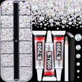 Flatback Pearls for Crafting with 3Pcs 10ml B7000 Jewelry Glue, 1 Box of Half Round White AB Pearls, Bedazzling Beads for DIY Crafts Clothing Tumblers Shoes Embellishment Nail Art