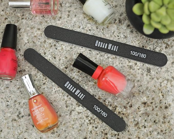 Professional Nail Files 10 Pack Double Sided 100/180 Grit Washable Buffer File