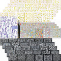 Zoance 90 Sheets Gold Nail Art Stickers & Storage Book,5000 Pieces 3D Self-Adhesive White Floral Nail Stickers with Blue Rhinestones Designs,Multicolor Nail Decals for Women Girls Manicure Decorations