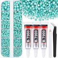 6000Pcs Resin Rhinestones for Bedazzling with 3Pcs B7000 Jewelry Glue, 1 Box Aquamarine Flatback Rhinestones for Crafting Crafts DIY, Crystals Gems for Clothing Shoes Tumblers Nail Art Makeup