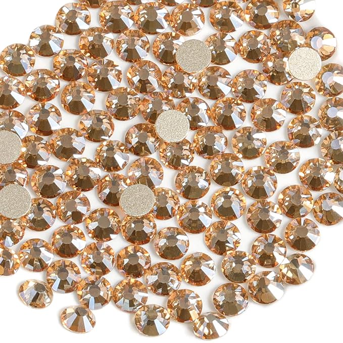 Beadsland Flat Back Crystal Rhinestones Round Gems for Nail Art and Craft Glue Fix, Golden Shadow, 2.7-2.9mm, SS10/1440pcs