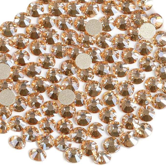 Beadsland 2880pcs Flat Back Crystal Rhinestones Round Gems for Nail Art and Craft Glue Fix,Golden Shadow,SS4,1.5-1.7mm
