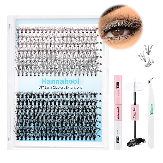 10Rows,Large Pack Grafting Mixed 10-12-14-16mm/14-16-18mm/12-14-16mm Wide Stem Cluster Eyelashes D Curl Individual False Eyelashes Home DIY Eye Lashes Extensions (10D+20D-8-16MM Kit)