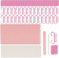 Disposable Manicure kit Press On Nail Tool Kit for Salon Home, Mini Nail Buffer, Nail File, Wood Stick, Nail Brush (Pink, 50 Set)