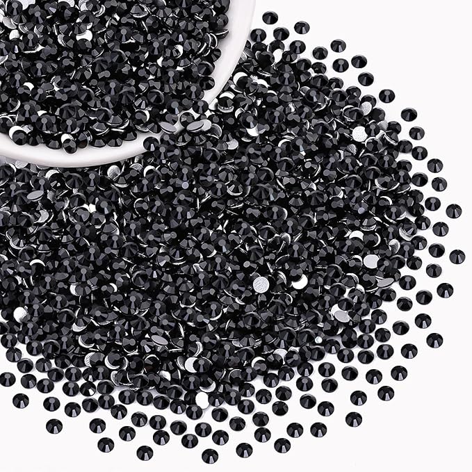 2500PCS SS10/2.8mm Crystal Rhinestones (Jet Black), Bedazzling Flatback Glass Rhinestones for Crafting, Gems Diomand Charms for Tumbler Shoes Clothing Mugs Nail Art