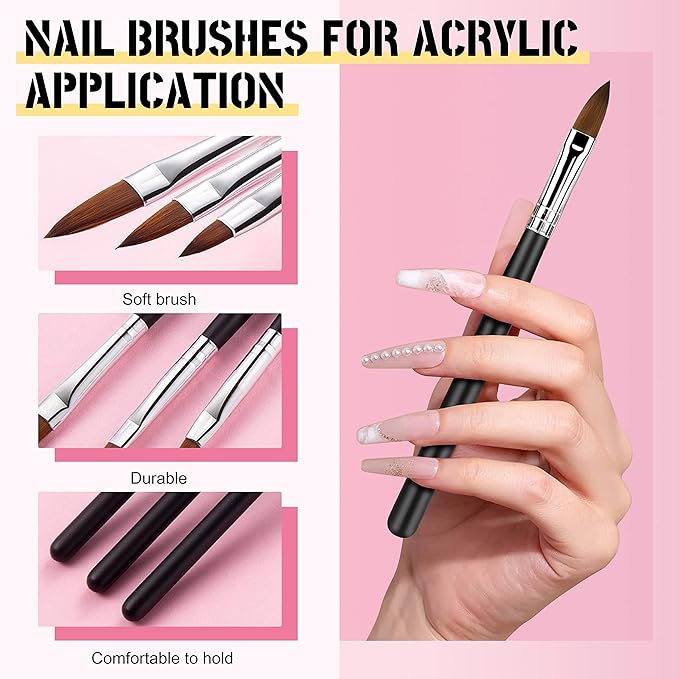 Aijimei 5pcs Acrylic Nail Brush Kit - Professional Manicure Tool for DIY and Salon