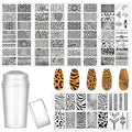 5pcs Nail Stamp with Nail Stamper and Scraper, Leopard Print Nail Stamping Plates Nail Art Stamp French Tip Stamp Tool Nail Stencils Template for DIY Nail Art Accessories