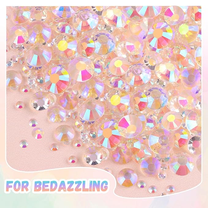 30000Pcs Resin Transparent AB Rhinestones for Bedazzling Crafting with b7000 Jewelry Glue, Bulk Flatback Gems Bedazzler Kit for Crafts Clothes Shoes Fabric Nail Diamond Art, Assorted Size 2/3/4/5/6mm
