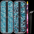 Multi Shapes Lake Blue 3D Glass Crystal Nail Art Rhinestones Kit with Flatback Round Bead Charm Gem Stone Jewelry Diamond with Pickup Pen + Tweezer for Manicure Makeup DIY Craft Decoration