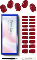 Semi Cured Gel Nail Strips - UV Light Gel Nail Stickers - 20 Long Lasting Salon Quality Wraps (Blazing Yuletide Delight Red)