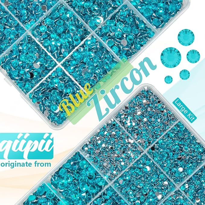 Teal Blue Crystal Resin Rhinestones w B7000 Glue for Bedazzling Crafting 2-6mm Flatback Stones Gems Turquoise Diamonds Crystals Bedazzler Kit for Nails Face Eyes Makeup Tumblers Bottles Crafts